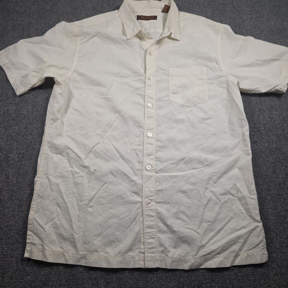 Tori Richard Other - Tori Richard Shirt Mens XL Cream Silk Cotton Jacquard Geometric Short Sleeve